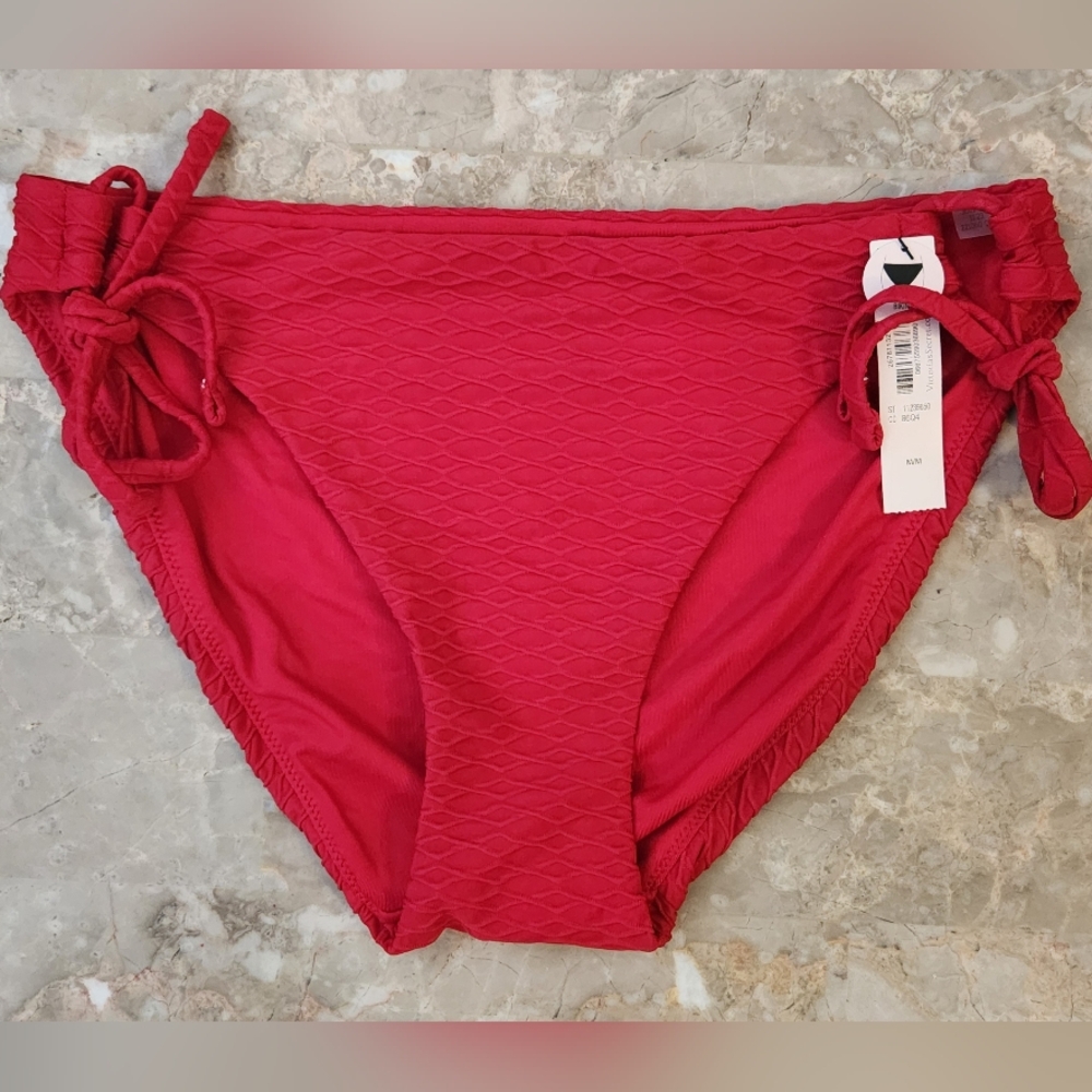 32DD/M VS Swim Full Coverage Bikini Top Side Tie Bikini Set Red - Picture 5 of 9